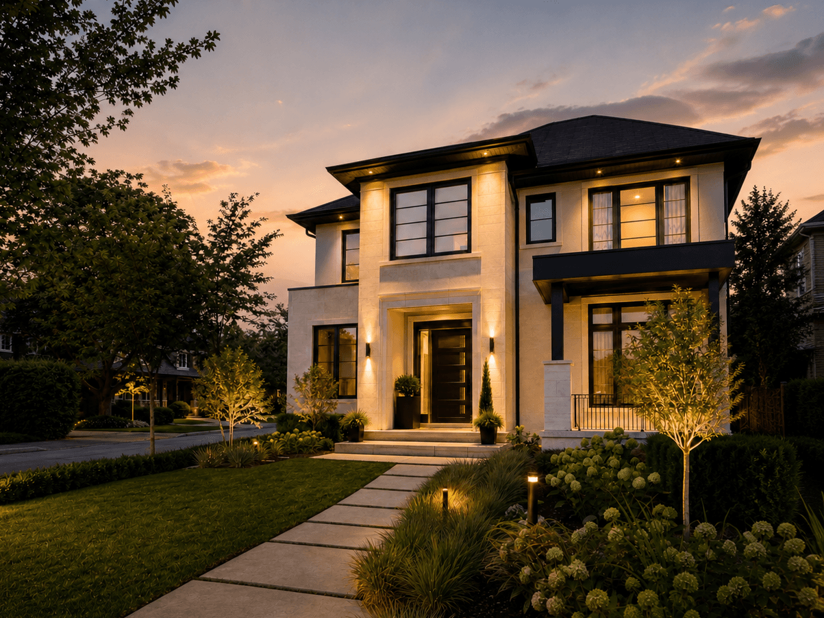 Refined Toronto home exterior at dawn used for seller strategy context